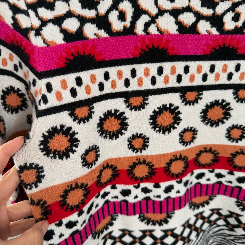 Desigual Medium Chapin Mixed Pattern Sweater Boho… - image 3